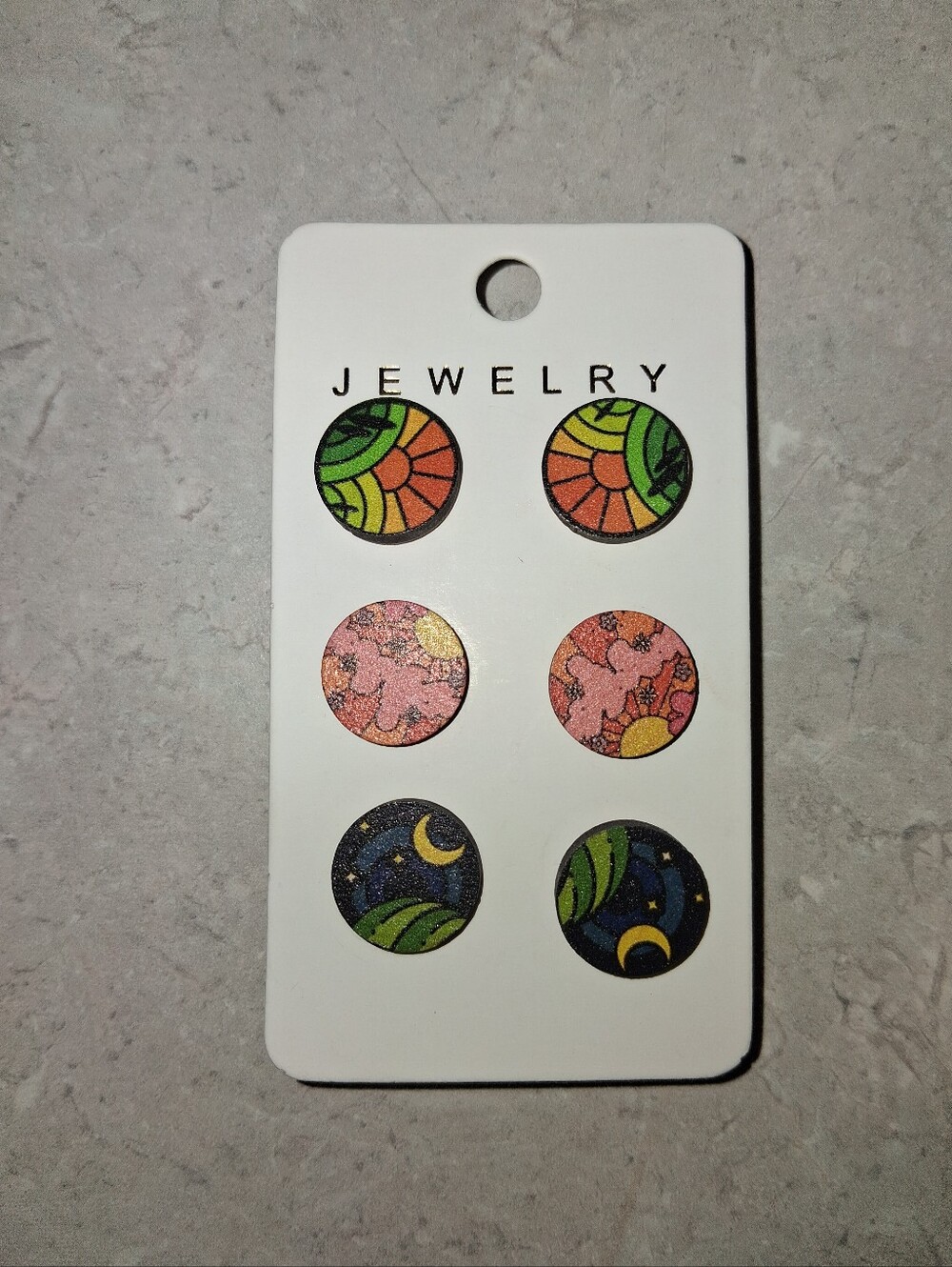 NWT! Wood Stud Earrings, Mountains, Sunrise Designs